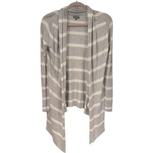 Splendid Gray White Striped Open Front Cardigan Sweater Knit Sz S Cashmere Blend